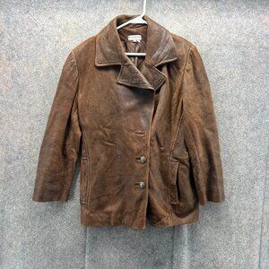 Vintage Bebe Leather Jacket Womens Medium Brown Blazer San Francisco 90s
